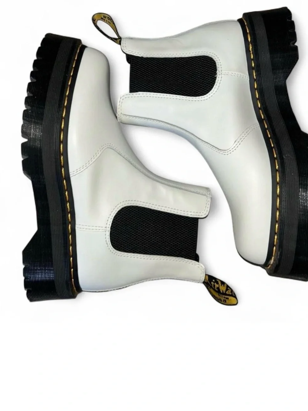 Dr. Martens White Leather Chelsea Boots with Black Elastic - Picture 1 of 3